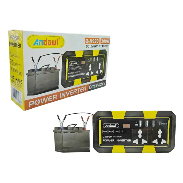 Andowl Inverter Αυτοκινήτου 300W για Μετατροπή DC12V/24V σε AC220V Q-N920 - Power Inverter 933337