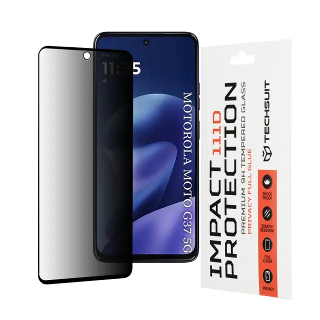 Techsuit - 111D Privacy Full Glue - Motorola Moto G37 / G37 Power / G47 - Black