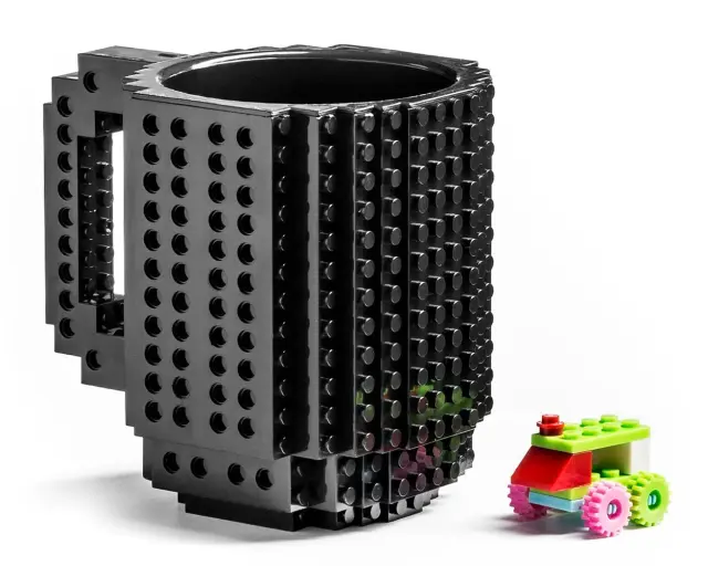 Πλαστική Κούπα Τύπου Lego- Black
