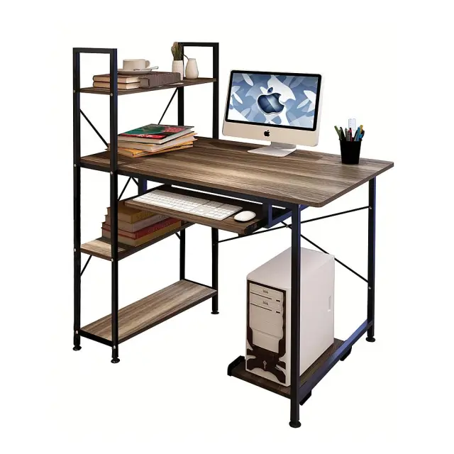 Γραφείο Μαύρο/Καρυδί Μέταλλο/MDF 100x48x70/118cm