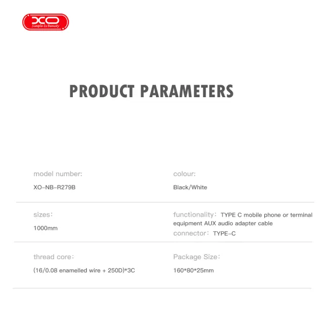 XO NB-R279B Type-c σε 3.5 Καλώδιο Ήχου Μαύρο 16.005.0366 3
