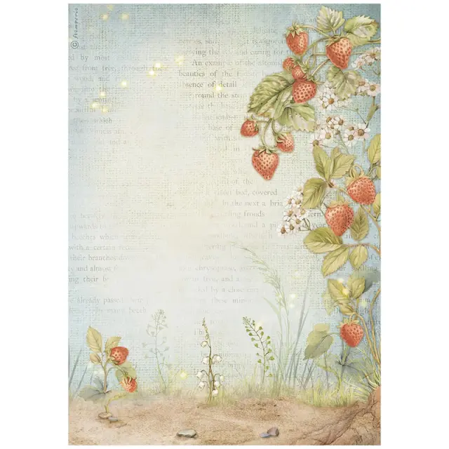 Ριζόχαρτο ντεκουπάζ Stamperia 21x29cm A4, Hidden Grove, Strawberries