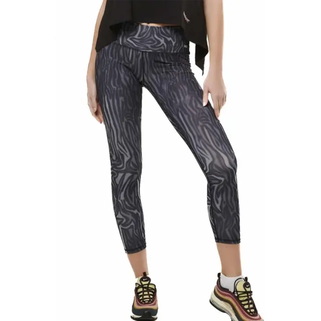 Body Action Women's High-Waisted 7/8 Length Tights Μαύρο - Γκρι 011516-01 (Body Action)