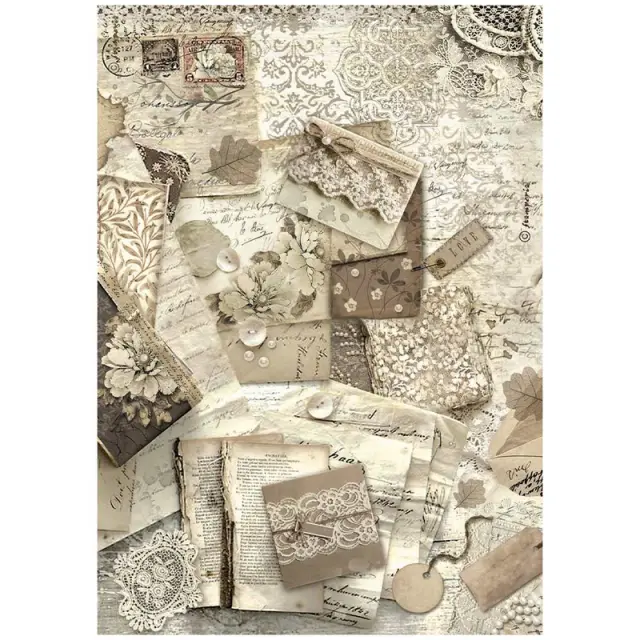 Ριζόχαρτο ντεκουπάζ Stamperia 21x29cm A4, Old Lace, Letter
