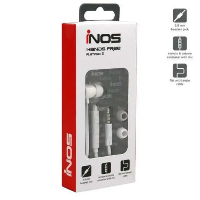 Hands Free Mono inos 3.5mm Flatron II με Μικρά Ακουστικά Λευκό N63804