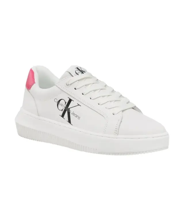 Calvin Klein - Γυναικεία Δερμάτινα Sneakers Chunky Cupsole Mono Wn YW0YW00823-01W Λευκό - 40 3