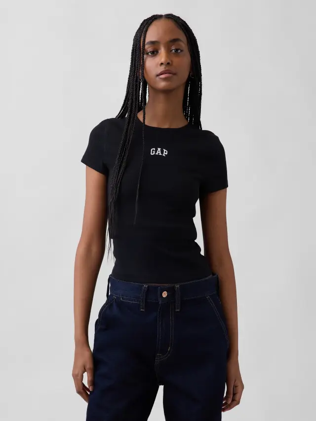 Γυναικεία Μπλούζα Modern Rib με Λογότυπο Gap BLACK - L