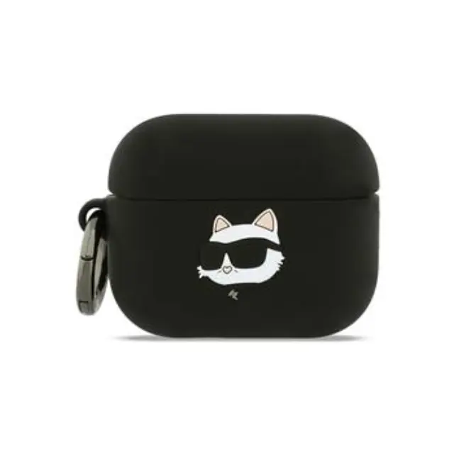 Karl Lagerfeld 3D Logo NFT Choupette Head Silicone Case for AirPods Pro 3 Black