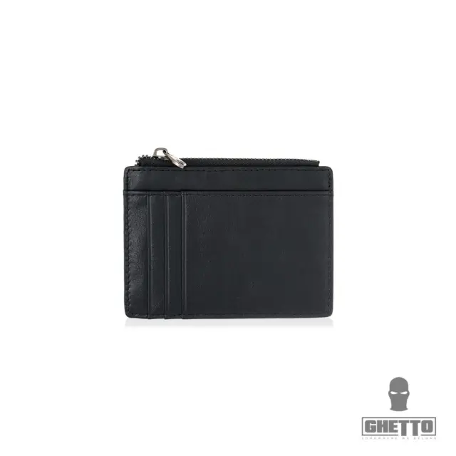 Ghetto Slim Leather Card Holder Wallet with Zipper Pocket | Minimalist RFID Style Black