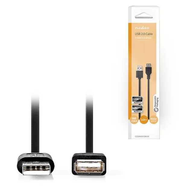 Καλώδιο USB High-Speed A αρσ. - USB Α θηλ., 3.00m.