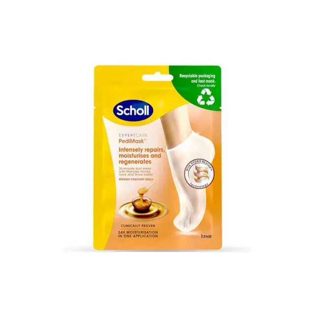 Scholl PediMask Μάσκα Ποδιών για Ενυδάτωση & Αναγέννηση Δέρματος με Μέλι Manuka, 1ζευγος