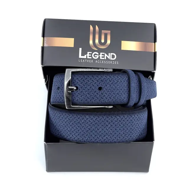 Μπλε Ζώνη P.U. Leather Τύπου Suede 3,5 cm - 110cm 2
