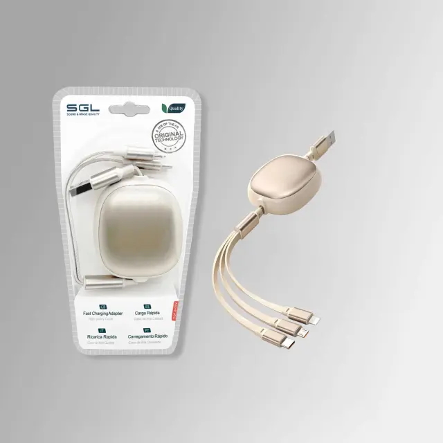 Πτυσσόμενο καλώδιο φόρτισης & data 3in1 - Fast Charge - EC7 - 1.2m - 220558 2