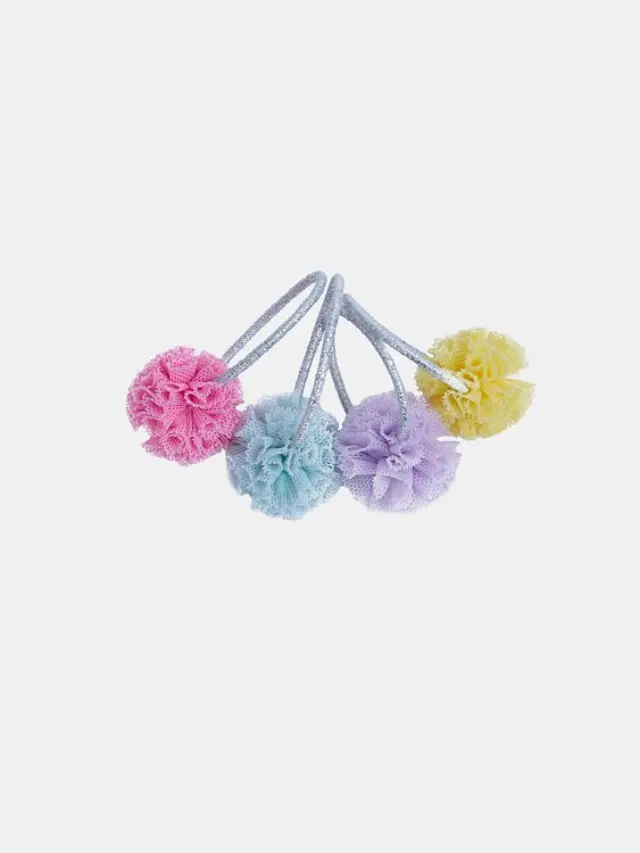 Παιδικά Λαστιχάκια Μαλλιών Fluffy Pompoms ΠΟΛΥΧΡΩΜΟ - One Size