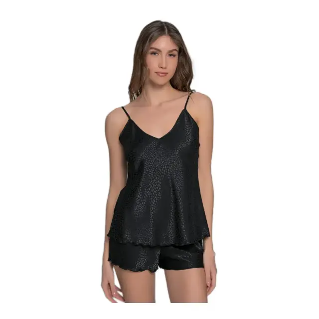 Milena Γυναικείο Babydoll Σατέν Βότσαλο V Ντεκολτέ, Χρώμα Μαύρο