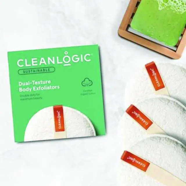 Cleanlogic Sustainable Dual-texture Body Exfoliators Set of 3 Natural
