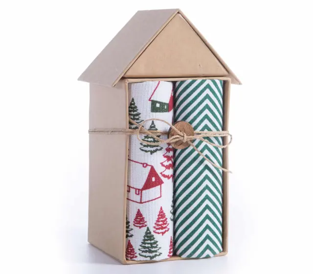 ΧΡΙΣΤΟΥΓΕΝΝΙΑΤΙΚΟ ΚΑΛΑΘΙ CHRISTMAS HOUSE ΜΕ ΠΕΤΣΕΤΕΣ ΣΕΤ 4ΤΜΧ NEF-NEF HOMEWARE