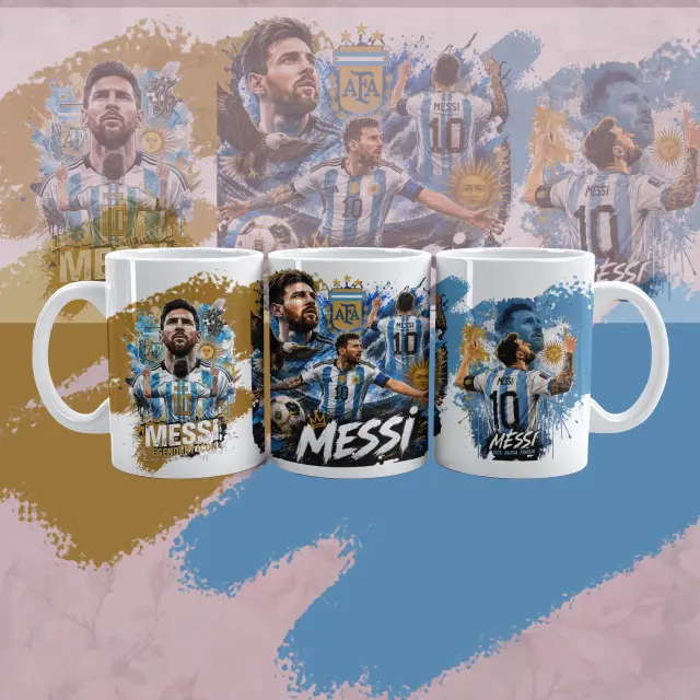 κούπα κεραμική Λευκή , ομάδες , MESSI , Με συσκευασία για δώρο 325ml