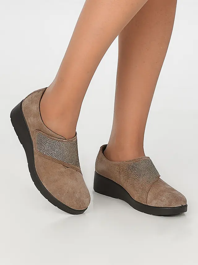 Imac Μοκασίνια-Loafers Γυναικείο δέρμα Nubuck Καφέ IMA/455560 FANGO 2