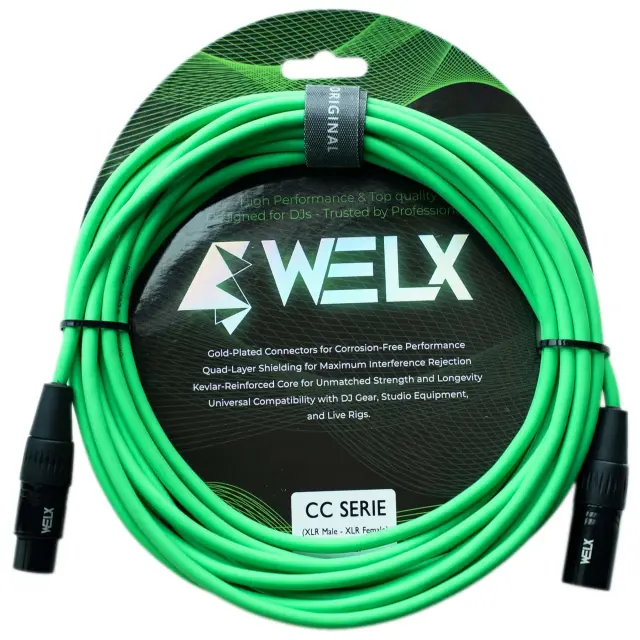 WELX Premium 1 X MALE XLR to 1 X FEMALE XLR Cable Balanced – 3m (CC) (Black) 2