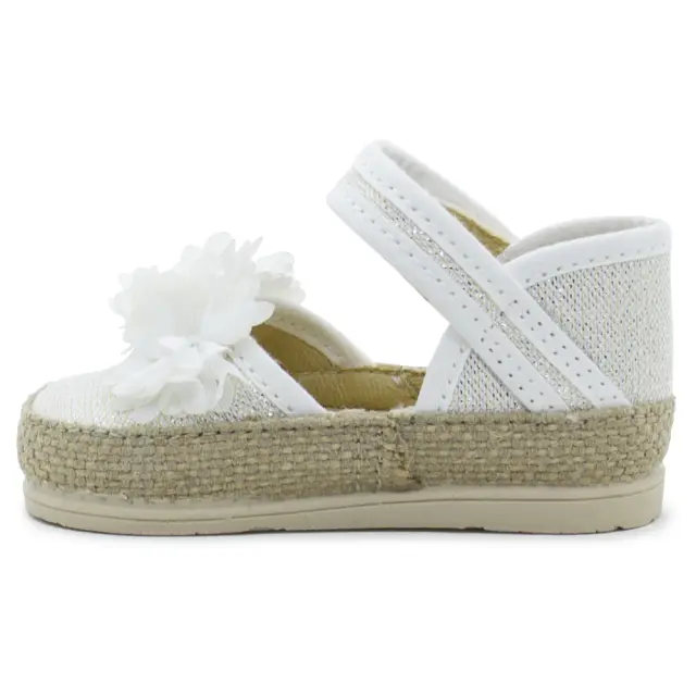 Εσπαντρίγια Vulladi Λευκή με Glitter και λουλούδια 8501-701 - 23 3