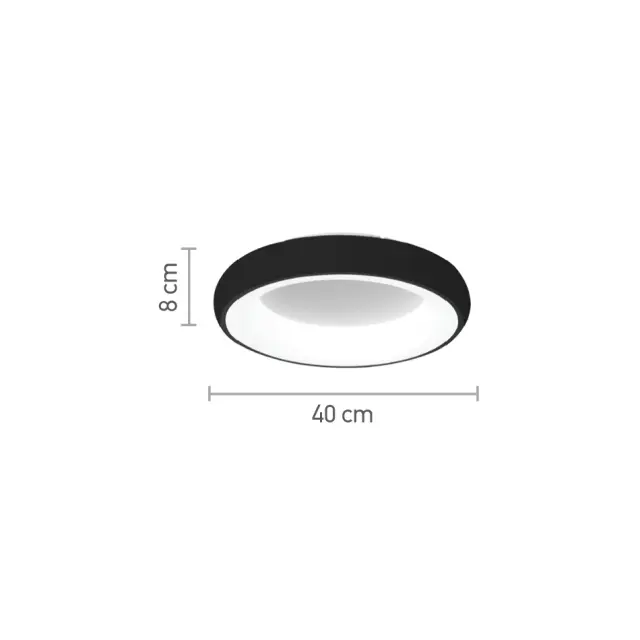 InLight Πλαφονιέρα οροφής LED 24W 3CCT (by tuya) από μαύρο και λευκό ακρυλικό D:40cm (42020-B-Black) 2