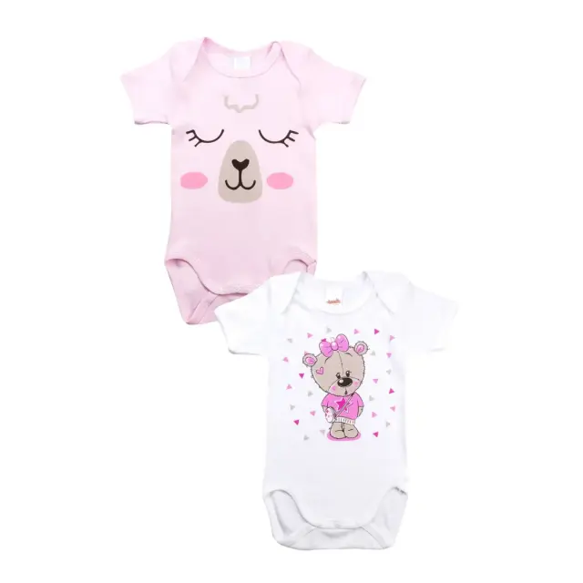 Minerva Φορμάκι Baby Κορίτσι Bear - Διπλό Πακέτο, Χρώμα Λευκό-Ροζ - 18-24 M