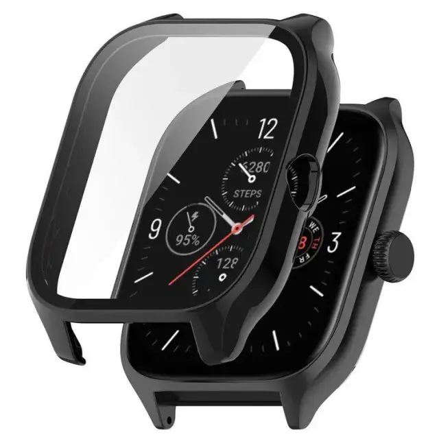 360 Προστατευτική Θήκη PC μαζί με Tempered Glass για Amazfit GTS 4 - Black ΟΕΜ