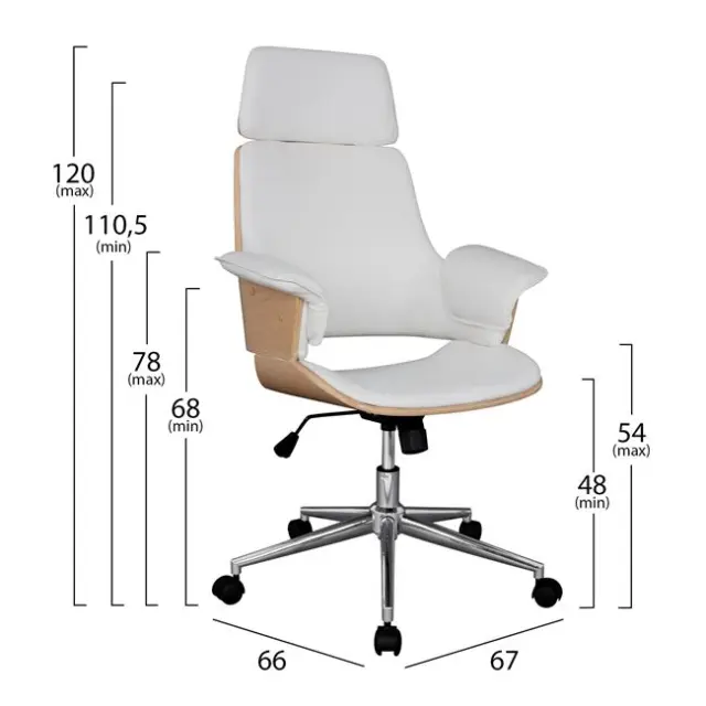 Καρέκλα γραφείου διευθυντική Superior Pro SONAMA-άσπρη 67x66x120 cm 2