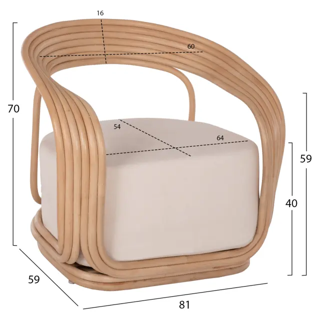 ΠΟΛΥΘΡΟΝΑ ΑΠΟ RATTAN ΦΥΣΙΚΟ-ΕΚΡΟΥ ΜΑΞΙΛΑΡΙ FB99478 81x59x70Y εκ. 2
