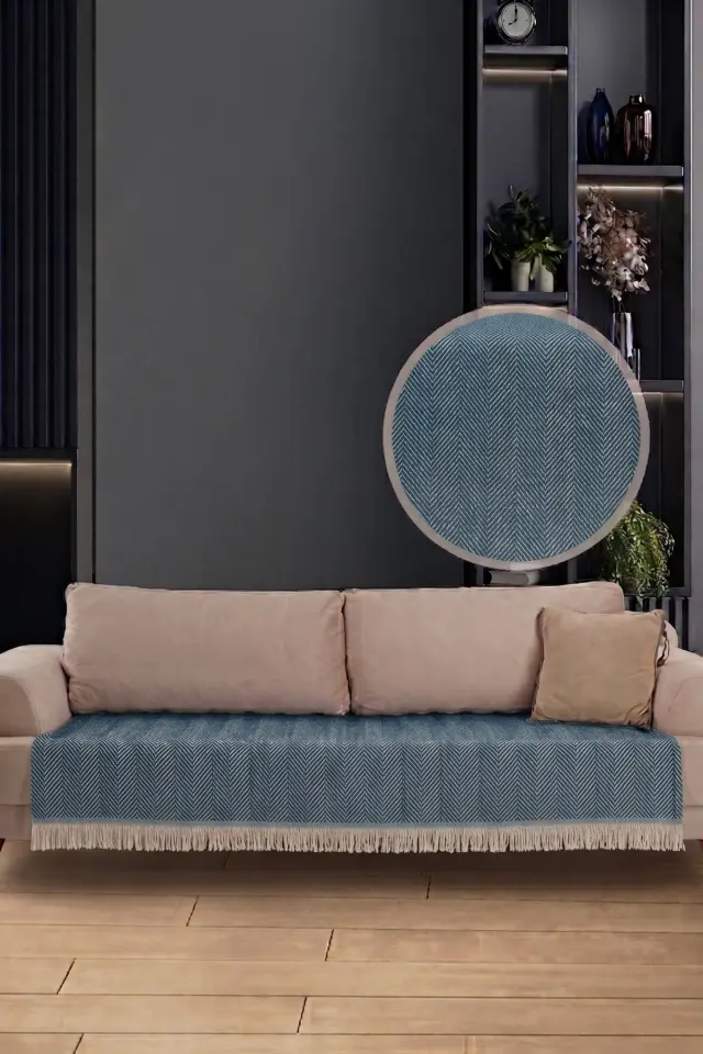 Stewehome Κάλυμμα καρέκλας με φράντζα από 100% βαμβάκι 115x201 cm 3