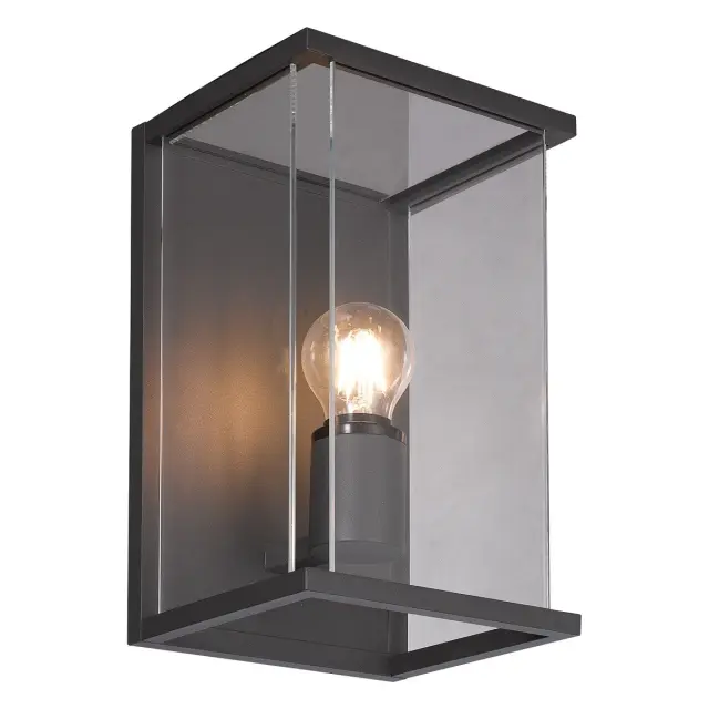 Glass Φωτιστικό φανάρι επίτοιχο Max15W E27 IP54 17.6x18x30cm ανθρακί 2