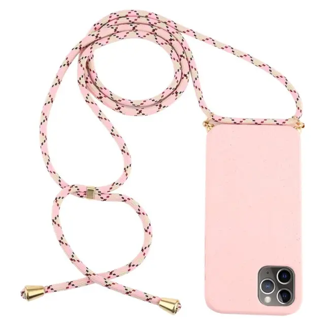 Θήκη Σιλικόνης για iPhone 12 Pro Max με Κορδόνι για το Λαιμό Pink OEM