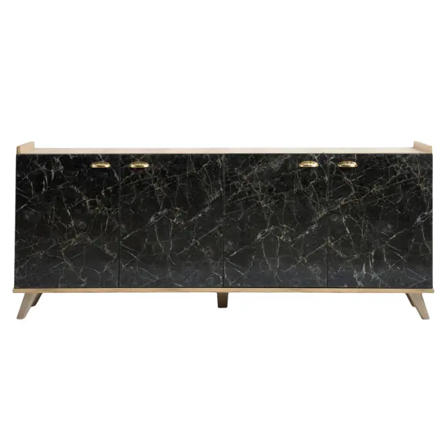 ΜΠΟΥΦΕΣ ΜΕΛΑΜΙΝΗΣ FB99045.01 NATURAL WOOD - ΜΑΥΡΟ ΜΑΡΜΑΡΟ 180x41x77,8Y εκ. 3