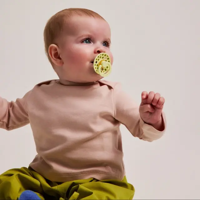 Bibs Studio Collection Σετ Πιπίλες 2τμχ – Polka Dot Luna/Wasabi – Στρογγυλή No1 (0+ μηνών) 3