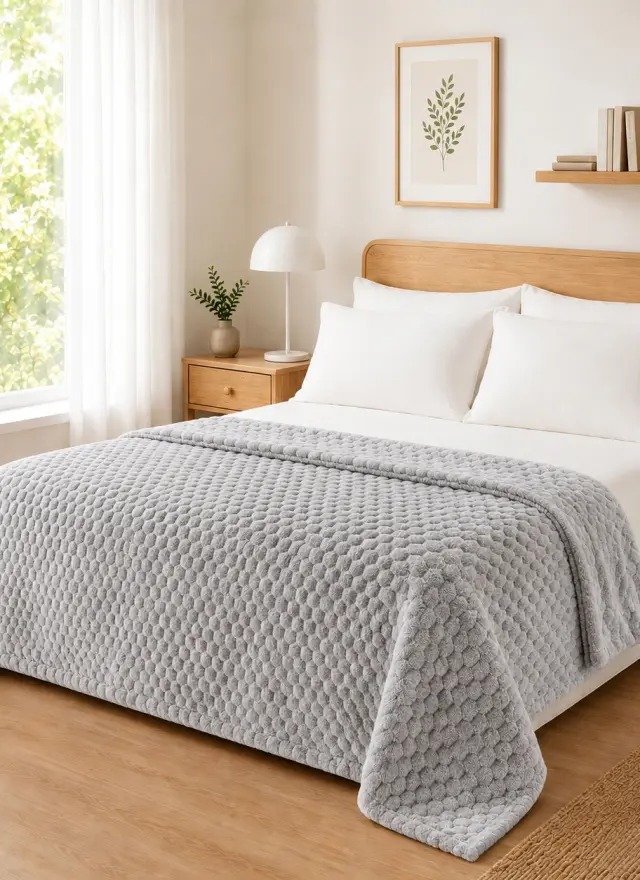 Κουβέρτα Fleece NESTIQ GREY MADI υπέρδιπλη: 220 x 240 εκ.
