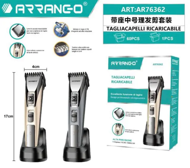 Επαναφορτιζόμενη κουρευτική μηχανή Arrango AR76362 Ασημί 2