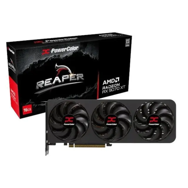 PowerColor Radeon RX 9070 XT Reaper 16GB (black, RDNA4, GDDR6, 3x DisplayPort, 1x HDMI)