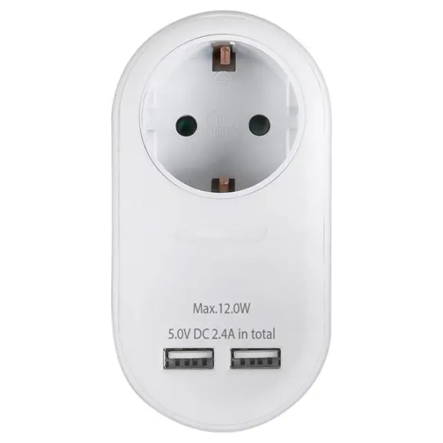 Ανταπτόρας με pass-through και 2 θύρες φόρτισης USB (2.4Α).
