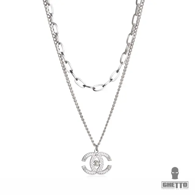 Ghetto Famous Brand Double C Pendant Double Layer Necklace For Women