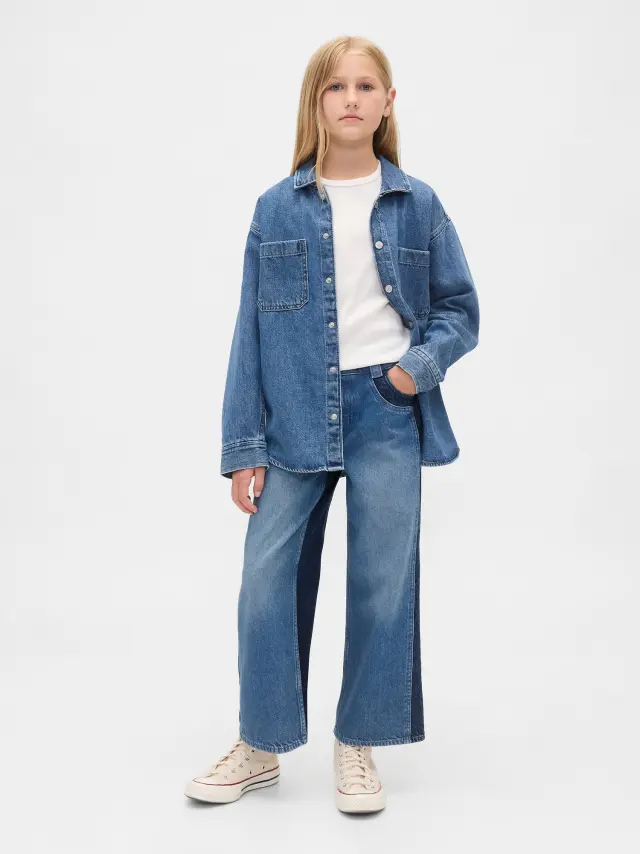 Παιδικό High Rise Stride Wide-Leg Ankle Τζιν Παντελόνι Panel denim