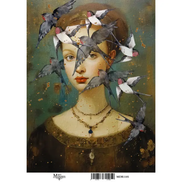 Ριζόχαρτο Maja's Memories, 30x42cm, Πορτρέτο με πουλιά, MDR1105