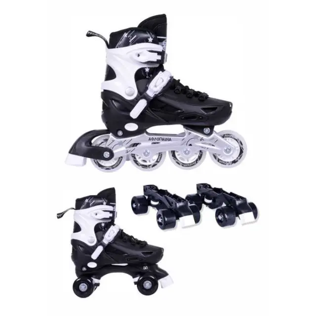 ΑΘΛΟΠΑΙΔΙΑ 10306 Αυξομειούμενα Πατίνια/Roller Skates 2 σε 1 - Μαύρο Μαύρο - 35-38