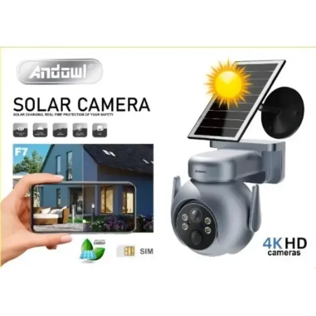 Andowl F7 Κάμερα Παρακολούθησης Wi-Fi 4K Αδιάβροχη Μπαταρίας Γκρι