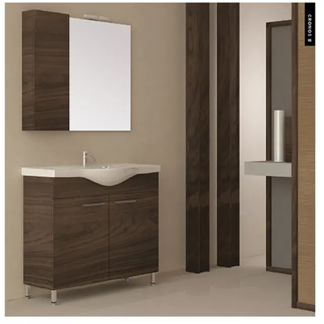 Επιδαπέδιο Έπιπλο Μπάνιου Cronos 2 MDF 100cm με Νιπτήρα & Καθρέπτη με Φως