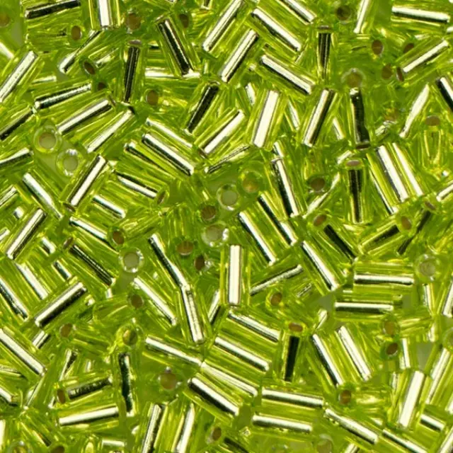 Χάντρα Miyuki Glass Bugles - 014 - Silver Lined Transparent Chartreuse 3mm - 10gr