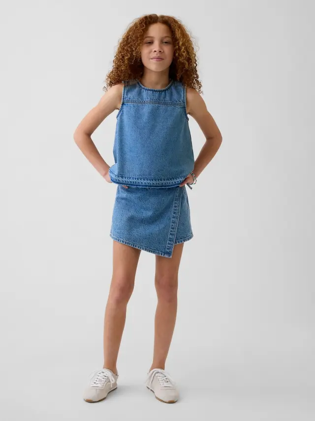 Παιδική Κρουαζέ Τζιν Φούστα-Σορτς Medium wash