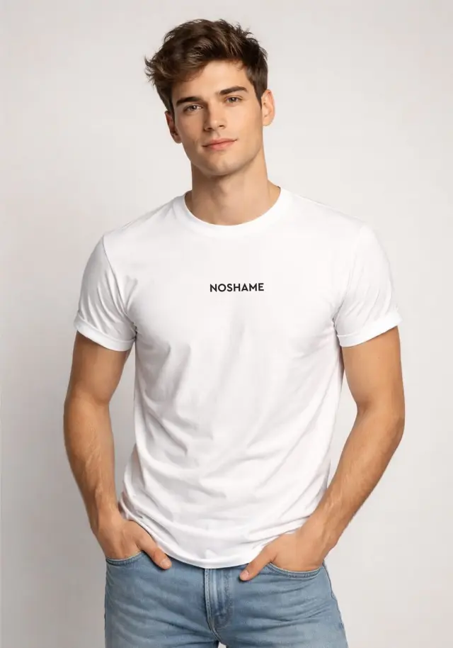 T-shirt Noshame® Λευκό με τύπωμα - 152659 - XXL