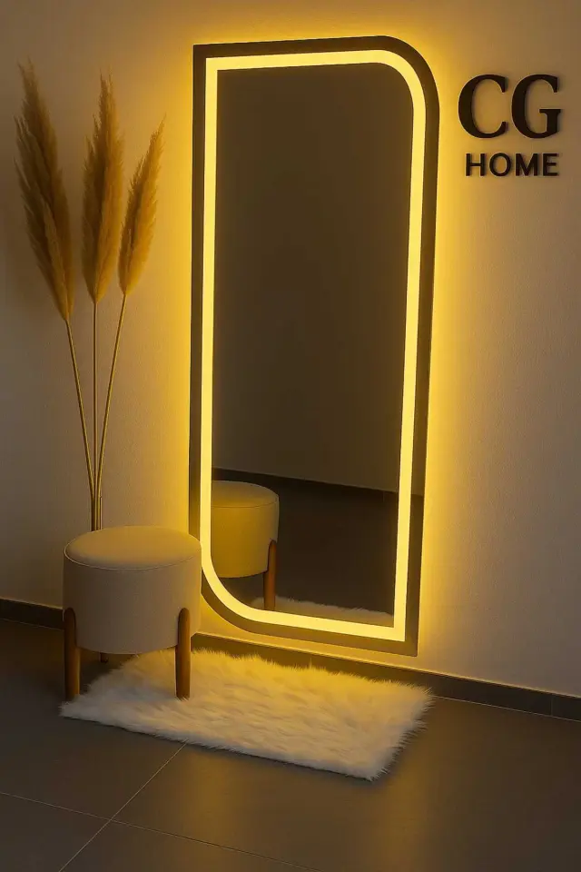 Stewehome Διακοσμητικός καθρέφτης με LED φωτισμό για τοίχο με λέιζερ κανάλια Γκρι 120x50x120 cm 3