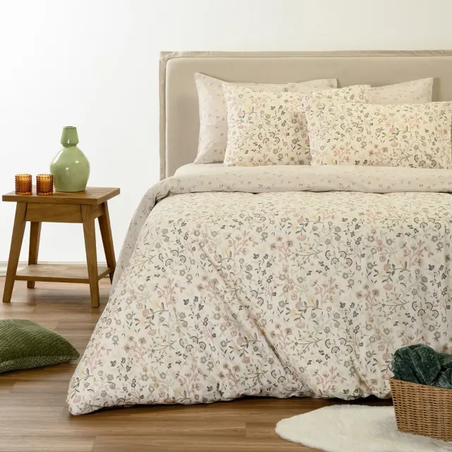 Σετ Σεντόνια 260x270 King Size Ultra Line Melinen Augusta Ecru-Beige 100% βαμβακερόΧωρίς Λάστιχο